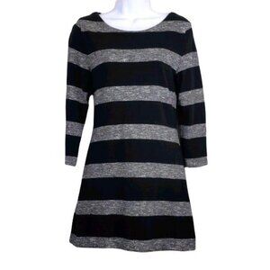 J.Crew Women's Black & gray striped Dress long sleeve round neck Size XS